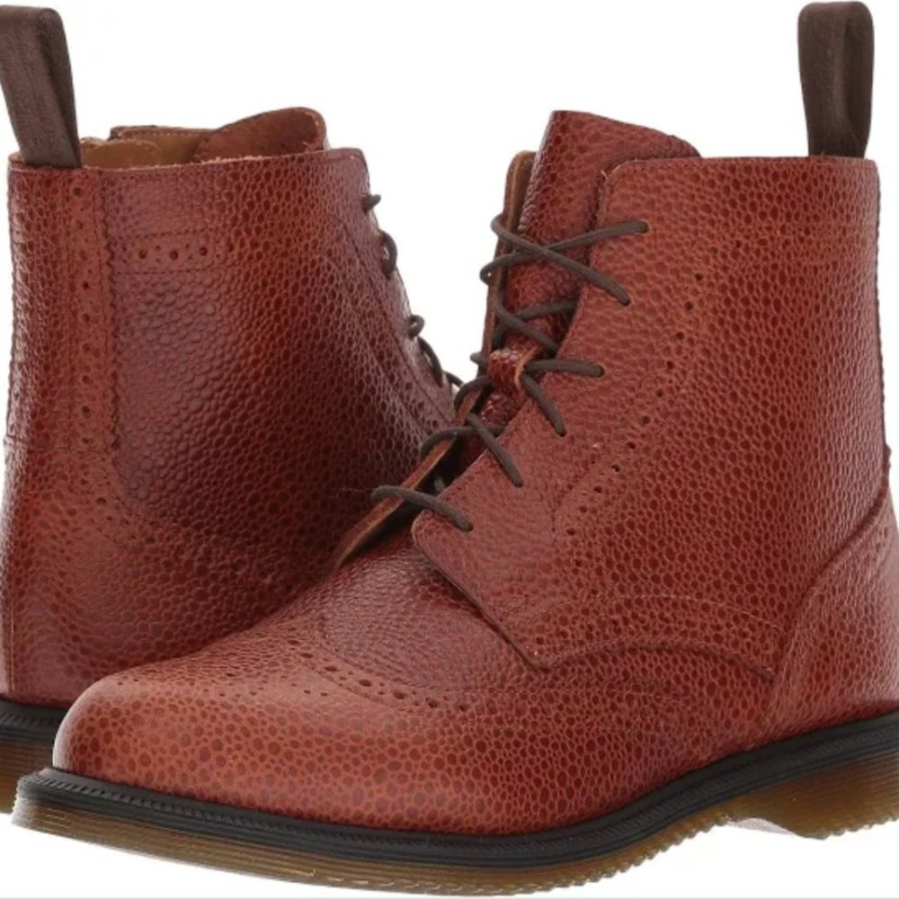 Dr. Martens Delphine Boot Pebbled Leather - Chestnut Brown - US Womens 11 UK 43